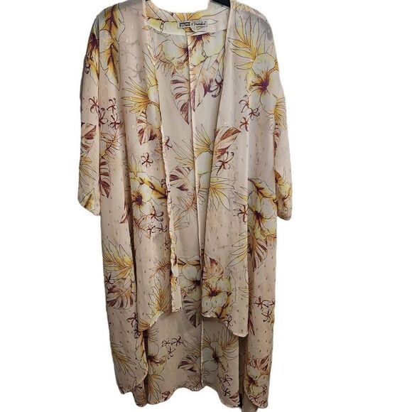 Gypsies & Moondust Sheer Boho Pink Gold Dot Floral Duster Size Medium NWOT - Picture 6 of 12
